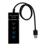 Hub Usb 3.0 4 Puertos Para Mac Pc Ps4 Xbox Datos Carga Color Negro