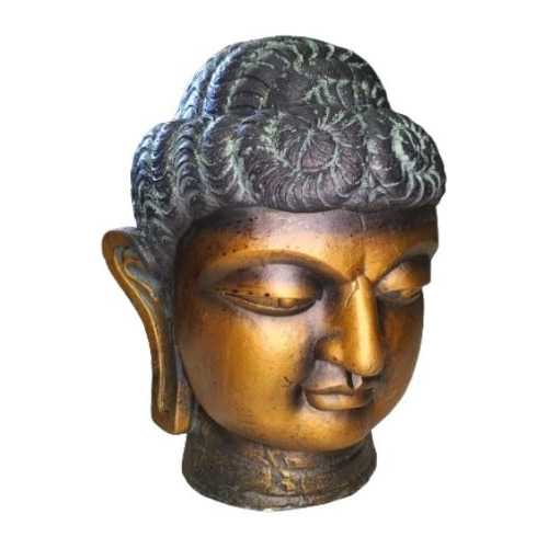 Estatueta Cabeça Budah Buda Dourada Gold
