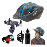 Capacete Ciclismo Bike Proteçao Suporte Celular Kit Lanterna