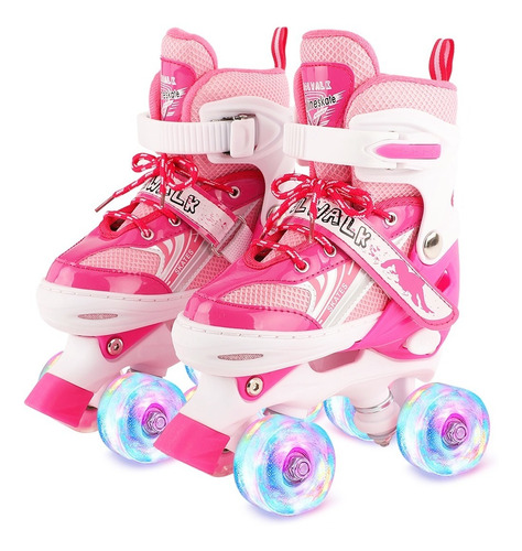 Patines De 4 Ruedas Ajustable Niño Niña Con Kit Protecciones