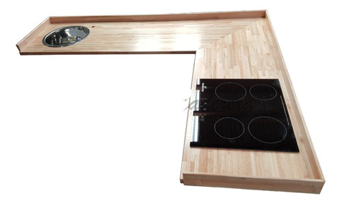 Pileta De Cocina Bacha Johnson Quadra Q085a + Mesada Madera