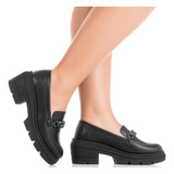 Mocassim Tratorado  Feminino Chunck Sapato Salto Confortável