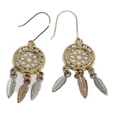 Aretes De Atrapasueños Zirconias Oro Laminado+estuche A1