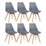 6 Cadeiras Estofada Leda Base Madeira Eames Cozinha Cores Estrutura Da Cadeira Cinza-escuro