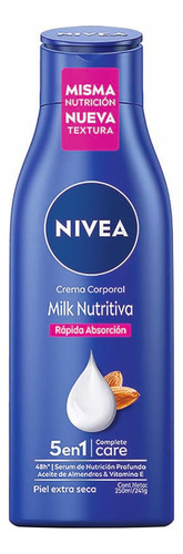  Crema Para Cuerpo Nivea Cuidado Corporal Milk Nutritiva En Tubo 250ml