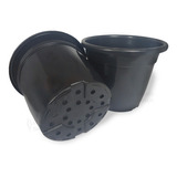 Vaso Pote 27 Plastico 8,5 Litros Plantar Flores Rosas 10 Und Cor Preto Liso