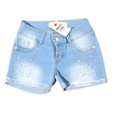 Short Jeans Con Brillos Y Perlas De Nena !!