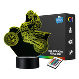 Lámpara De Noche Led 3d Motocross Bike Holograma Decoración 