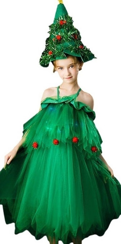 Disfraz De Árbol De Navidad Para Niña, Modelo Party Ve 7137