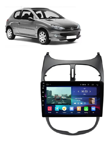 Central Multimídia Android Peugeot 206 2002-10 4+64gb+tv 9p