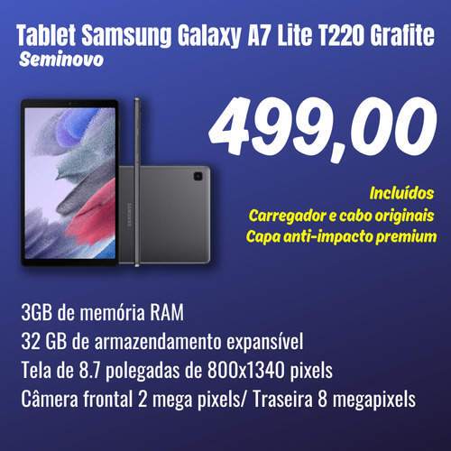 Tablet Samsung Galaxy A7 Lite T220 Grafite 