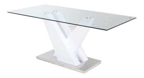 Mesa De Comedor Base Central Vanna Vidrio 180x90cm 