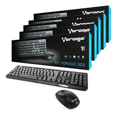 5pz Kit Teclado Y Mouse Inalámbrico Vorago Km-302