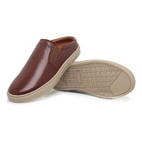 Sapato Mule Masculino Slip On Em Couro Palmilha Em Gel Macio