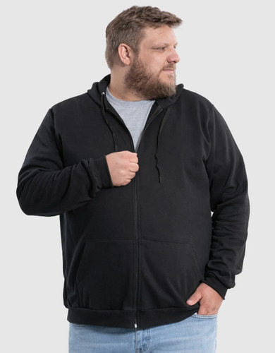 Casaco Moletom Plus Size Felpado Masculino Com Capuz E Zíper | Frete grátis
