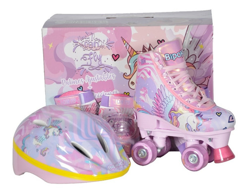Roller Patín Completo Con Kit Protectores Unicornio