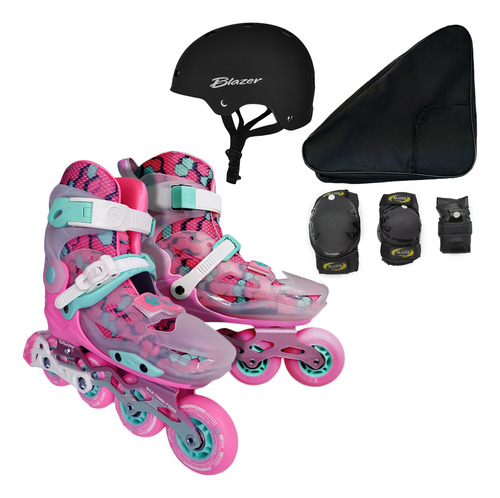 Patines Vr Freeskate Ajustable +mochila+casco+protecciones