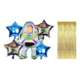 Kit De 5 Globos Buzz Gigante + Cortina Metalica