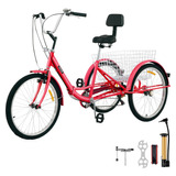 Triciclo Adulto 26'' 7 Velocidades 3 Ruedas Rojo