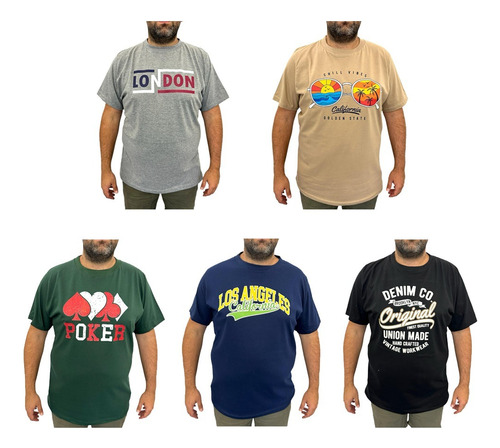 Pack X3 Remeras Estampadas Hombre Talles Especiales Algodon