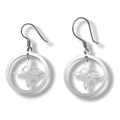 Aretes Nudo De Brujas Celta Fases Lunares En Plata Ley 925 Plateado