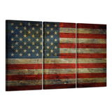 3 Panel Retro America Flag Canvas Wall Art Honored Nati...