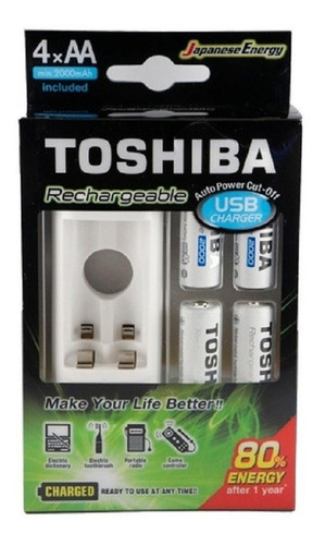 Cargador Usb De Pilas Ni-mh + 4 Aa 2000 Mah Toshiba Local 