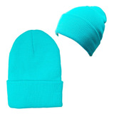 Gorro Beanie Lana / Doblez / Tonos Azul