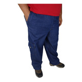 Calça Jeans Masculina Cós Elástico Cargo Plus Size Grande
