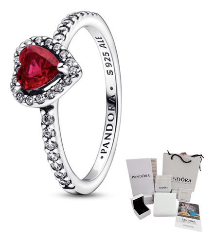 Anillo Pandora  Corazón Elevado Rojo San Valentin Amor