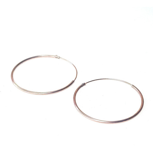 Aros Argollas Cubanas 2 Mm 3 Cm En Plata 925 Rosé 