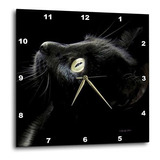 3drose Dpp*****reloj De Pared Con Cara De Gato Negro, 10 X 1