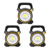 Pack 3 Linterna Foco Led Solar Recargable Para Camping Usb Color De La Linterna Jy-819 Color De La Luz Blanco