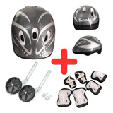 Casco Bicicleta Niños+ Kit Protección + Llantitas