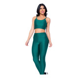 Conjunto Fitness Legging Verde Top3d Poliamida Donna Martins