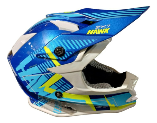 Casco Hawk Zx7 Cross Azul Bagattini Motos