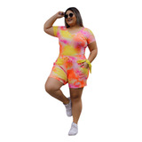 Conjunto Moda Plus Size Estilo Tai Dai Blusa Shorts P A Xg  