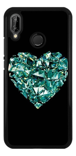 Funda Protector Para Huawei Corazon Diamante Verde Negro