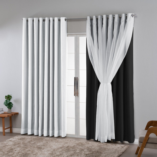 Cortina Sob Medida Blackout Com Voil 2.50x4.20 Quarto/sala