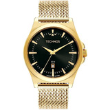 Relógio Masculino Technos Steel Dourado 24 Hs Cor Do Fundo Preto