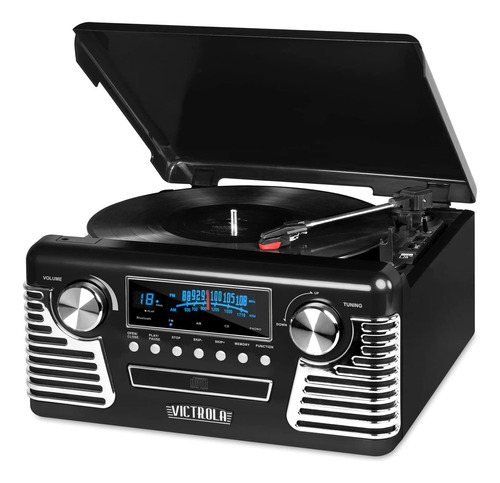 Player De Disco Bluetooth Retro De Victrola 50 Y Centro Mult