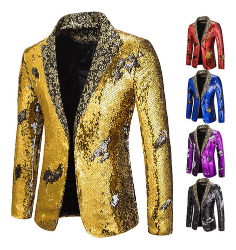 Blazer De Lentejuelas Brillantes Dj Party For Hombre