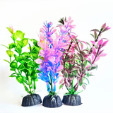 Kit Com 3 Plantas Plastica 10cm Para Decoração De Aquarios