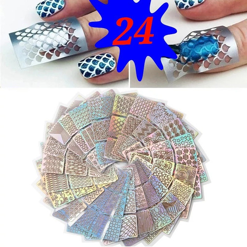 Set 24 Plantillas De Vinil Para Uñas Manicura Vip