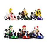 Juego 6 Figuras Super Mario Bros Kart Para Coche