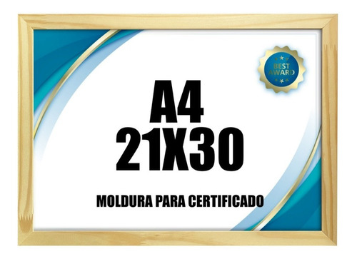 Moldura Quadro A4 Para Certificado Premium Com Vidro-147