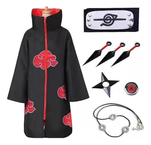 Disfraz De Naruto Akatsuki Ninja Capa  Y Accesorios.