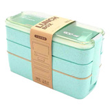 Tupper Lunch Box Slim Porta Comida 3 Pisos Cubiertos 900ml