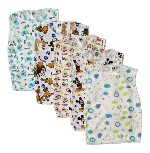 Combo X 5 Camisetas Esqueleto Estampadas Para Bebe