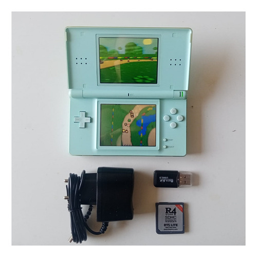 Nintendo Ds Lite Color Turquesa + R4 Con Juegos + Cargador